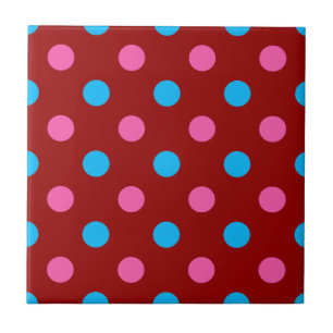Rood Roze Blauwe Stippenpatroon Tegeltje