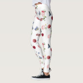 Rood & roze Bloemblauwe vlinder Bloemmotief Leggings (Links)