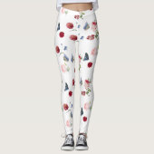 Rood & roze Bloemblauwe vlinder Bloemmotief Leggings (Voorkant)