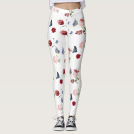 Rood & roze Bloemblauwe vlinder Bloemmotief Leggings