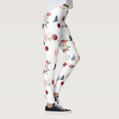Rood & roze Bloemblauwe vlinder Bloemmotief Leggings (Rechts)