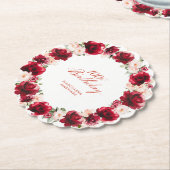 Rood Roze Bloemen 100e Verjaardagsfeest gepersonal Kartonnen Onderzetters (Gekanteld)