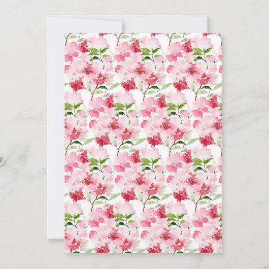 Rood Roze Bloemen Afstuderen Aankondiging (Achterkant)