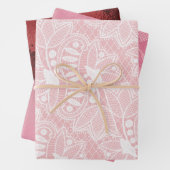 Rood Roze Bloemen Kant Inpakpapier Vel (In situ)