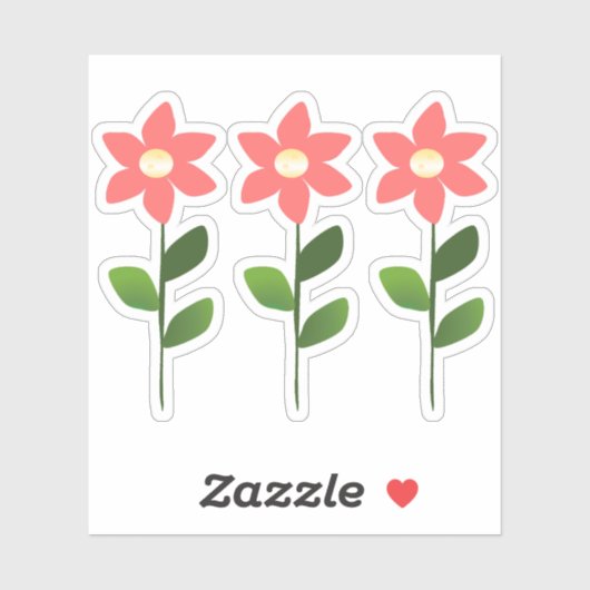 Rood Roze Bloemen Sticker (Vel)