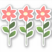 Rood Roze Bloemen Sticker (Voorkant)