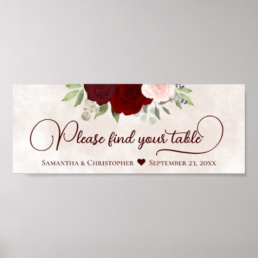 Rood & Roze Bloemen Vind uw Tafelkop Poster (Voorkant)