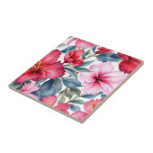 Rood Roze Bloemen Waterverf Elegant Tegeltje (Zijkant)