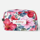 Rood Roze Bloemen Waterverf Elegant Toilettasje (Voorkant)