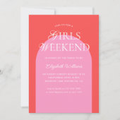 Rood Roze Boog Meisjes Weekend Bachelorette Party Kaart (Voorkant)