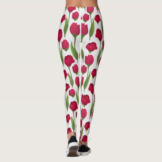  Rood Roze Botanische Rozen Leggings (Achterkant)