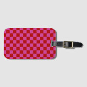 Rood + Roze Check Checkerboard Patroon Bagagelabel (Voorkant (horizontaal))