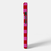 Rood + Roze Check Checkerboard Patroon Case-Mate iPhone Case (Achterkant / Links)