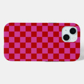 Rood + Roze Check Checkerboard Patroon Case-Mate iPhone Case (Achterkant (horizontaal))