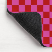Rood + Roze Check Checkerboard Patroon Muismat (Hoek)
