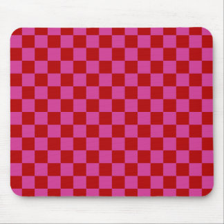 Rood + Roze Check Checkerboard Patroon Muismat