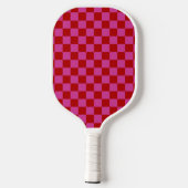 Rood + Roze Check Checkerboard Patroon Pickleball Paddle (Achterkant)
