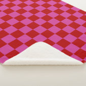 Rood + Roze Check Checkerboard Patroon Sherpa Deken (3/4)