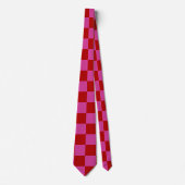 Rood + Roze Check Checkerboard Patroon Stropdas (Voorkant)