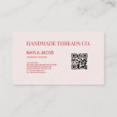 Rood Roze Checkerboard Patroon QR Code Handgemaakt Visitekaartje (Achterkant)