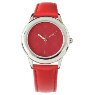 Rood, roze, cool, uniek, trendy, decoratieve kunst horloge