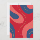 Rood roze donkerblauw retro vrolijk kerstfeest fot feestdagenkaart (Achterkant)