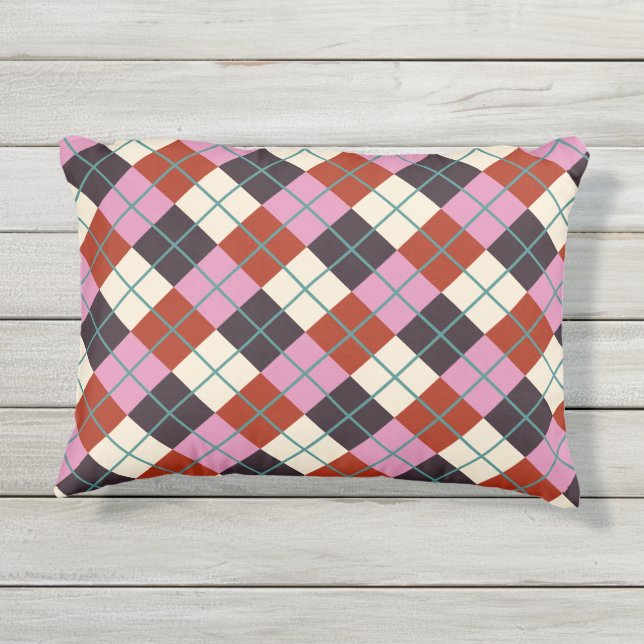 Rood roze eiwit Ivory Blauwgroen Retro Pset Buitenkussen (Achterkant)