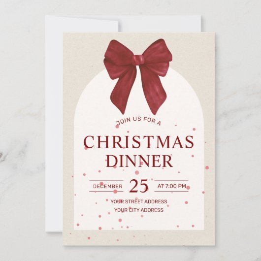Rood & Roze elegant kerstdiner Feestdagenkaart (Voorkant)
