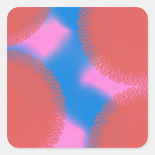 rood roze en blauw 56789 abstracte kunst vierkante sticker