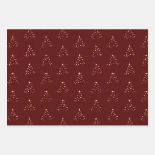 Rood, roze en bruin kerstcadeau inpakpapier vel (Voorkant 2)