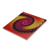 Rood roze en geel zonnescherm Spiral Fractal Tegeltje (Zijkant)