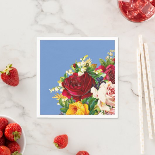 Rood roze en gele rozen servetten (Insitu)