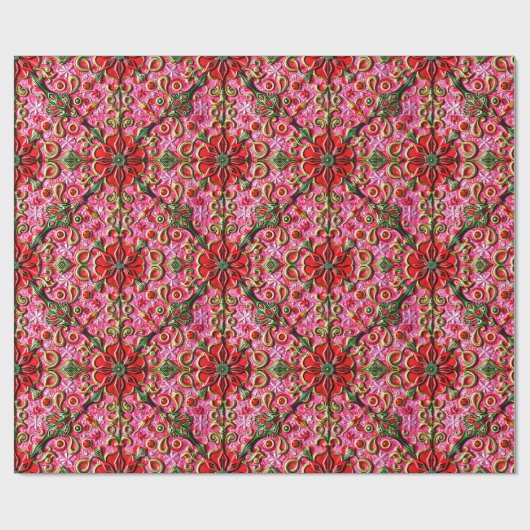 Rood, roze en goud cadeaupapier (Vlak)