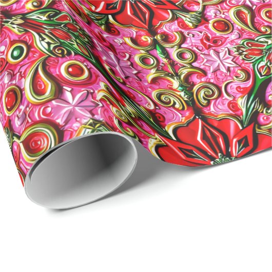 Rood, roze en goud cadeaupapier (Rol Hoek)