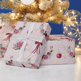 Rood, roze en goudkerstcadeaupapier voor feestdage cadeaupapier