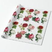  rood roze en wit rozenpapier cadeaupapier (Uitgerold)