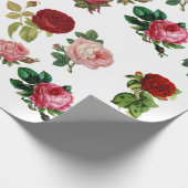 rood roze en wit rozenpapier cadeaupapier (Hoek)