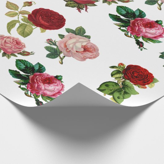  rood roze en wit rozenpapier cadeaupapier (Hoek)