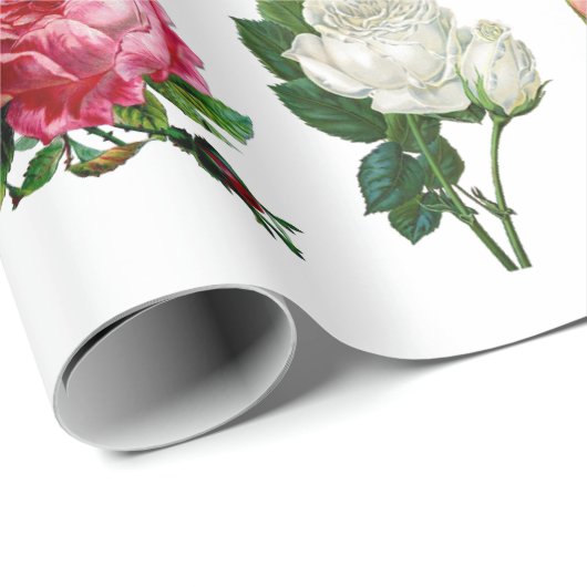  rood roze en wit rozenpapier cadeaupapier (Rol Hoek)