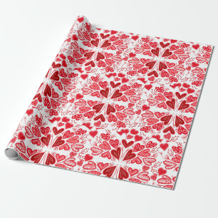Rood, roze en witte harten Valentijn Gift Wrapping Cadeaupapier