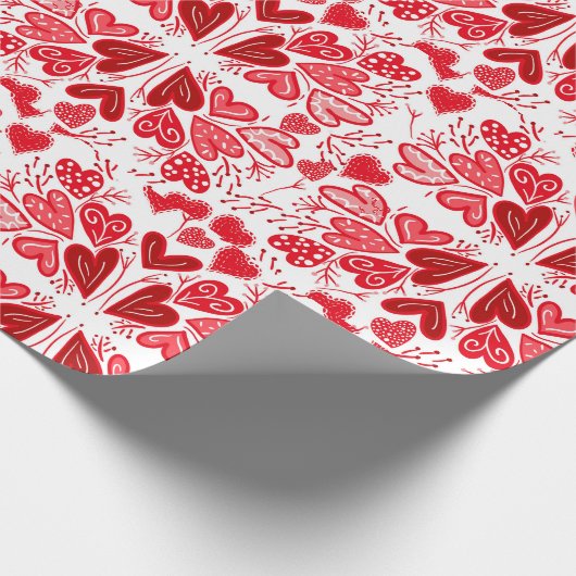 Rood, roze en witte harten Valentijn Gift Wrapping Cadeaupapier (Hoek)