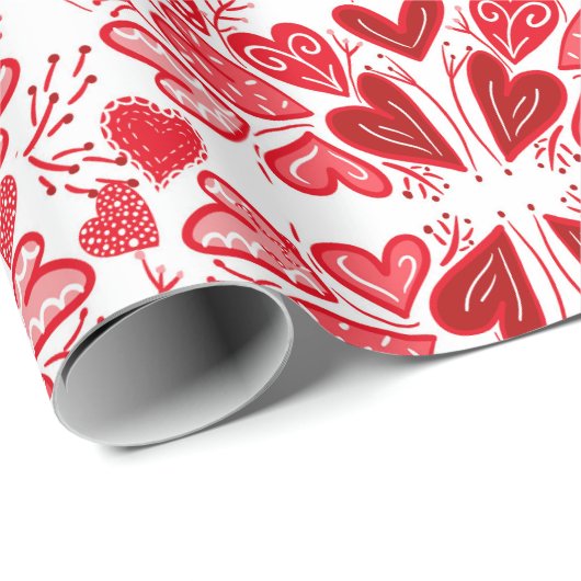Rood, roze en witte harten Valentijn Gift Wrapping Cadeaupapier (Rol Hoek)