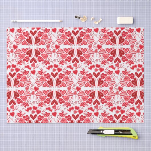 Rood, roze en witte harten Valentijn Tissuepapier (Craft)