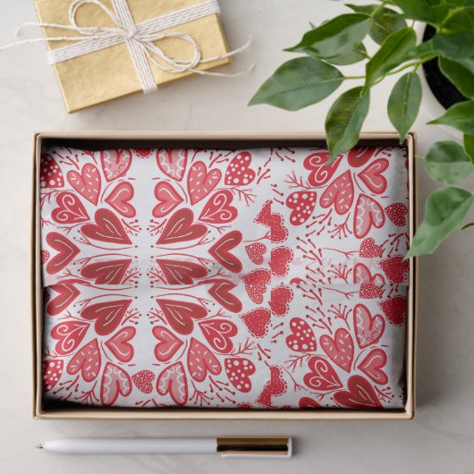 Rood, roze en witte harten Valentijn Tissuepapier (Geschenk)