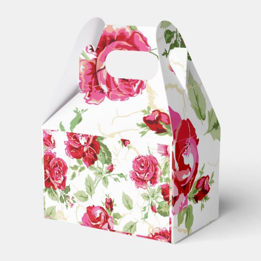 Rood roze en witte klassieke printplaatkaart voor  bedankdoosjes (Achterkant)