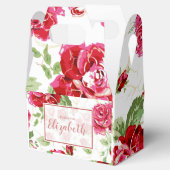 Rood roze en witte klassieke printplaatkaart voor  bedankdoosjes (Geopend)