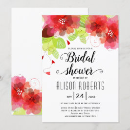 Rood, roze etherbloemen vrijgezellenfeest kaart