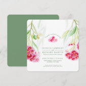 Rood roze eucalyptus gumnut waterverf bruiloft kaart (Voorkant / Achterkant)