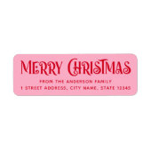 Rood & roze feestelijke Merry Christmas retouradre Etiket (Voorkant)