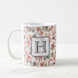  rood roze Floral Chic Monogram op persoonlijke ti Koffiemok